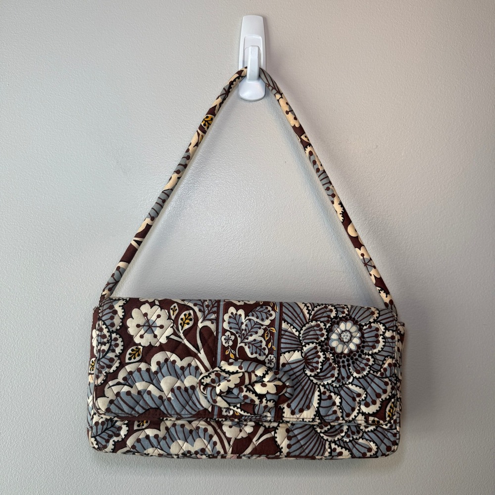 Vera Bradley Slate Blooms Quilted Cotton Knot Just a Clutch Floral Purse